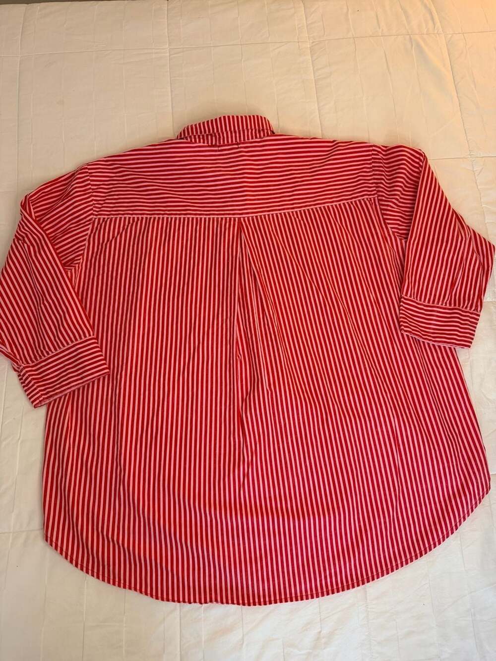 Nasty Gal Red & Pink Striped Button Down Shirt Size 8 - Picture 5 of 5
